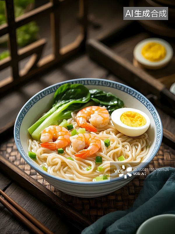 【AI数字艺术】鲜虾面美食特写图片素材