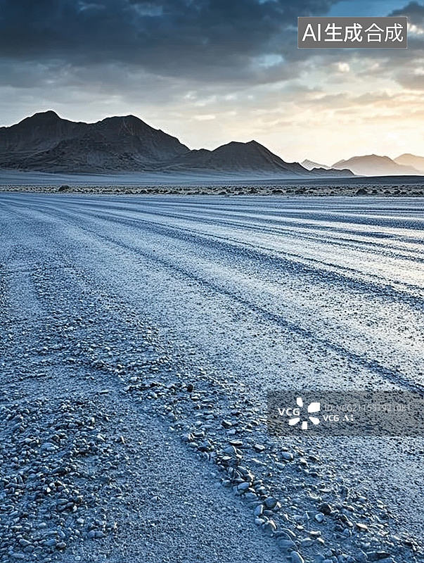 【AI数字艺术】高原戈壁自然风光道路平台图片素材