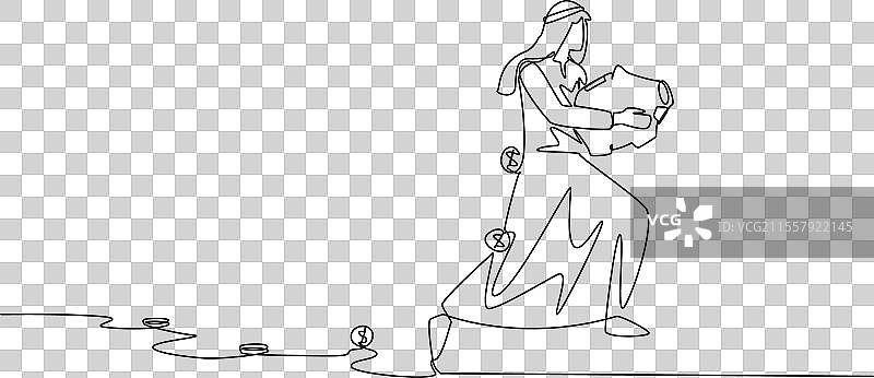 阿拉伯风格的单一连续线条画图片素材