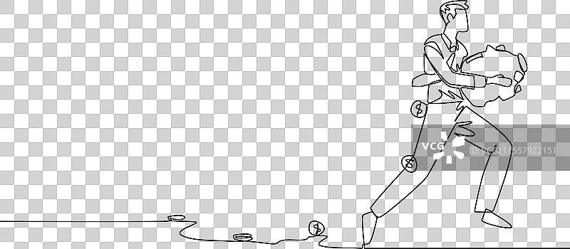 单线条画的商人奔跑着图片素材