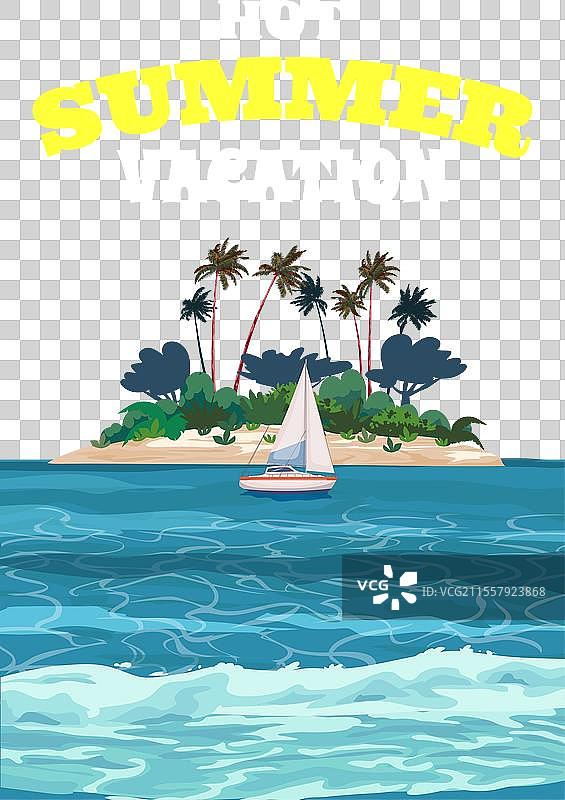 炎热夏季假期海报热带岛屿海洋图片素材