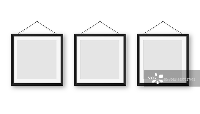 逼真的空白黑色相框集合图片素材