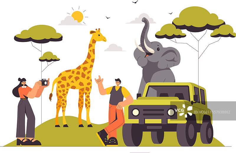 游客探索野生动物园，特色展示图片素材