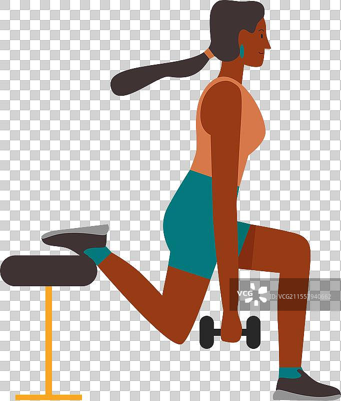 女孩用哑铃做深蹲图片素材