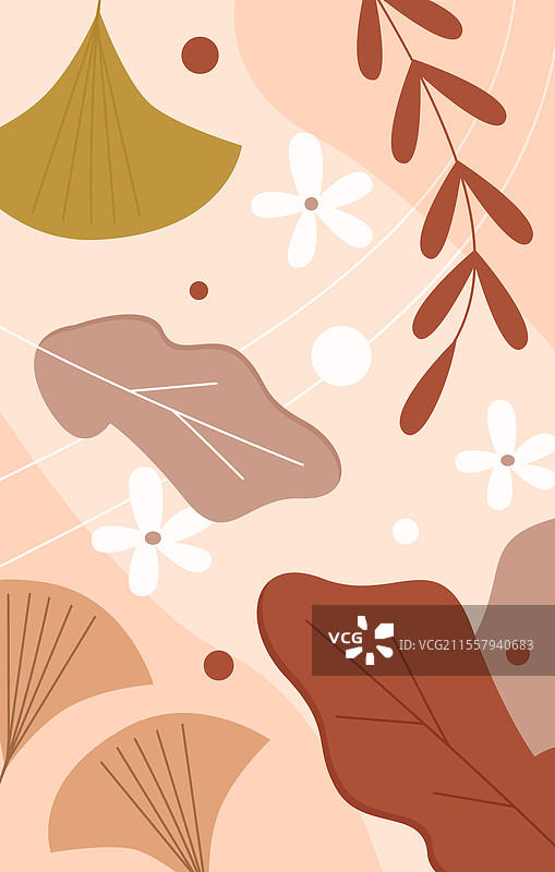 银杏叶的抽象花卉图案图片素材