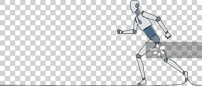 智能机器人单线连续画图图片素材