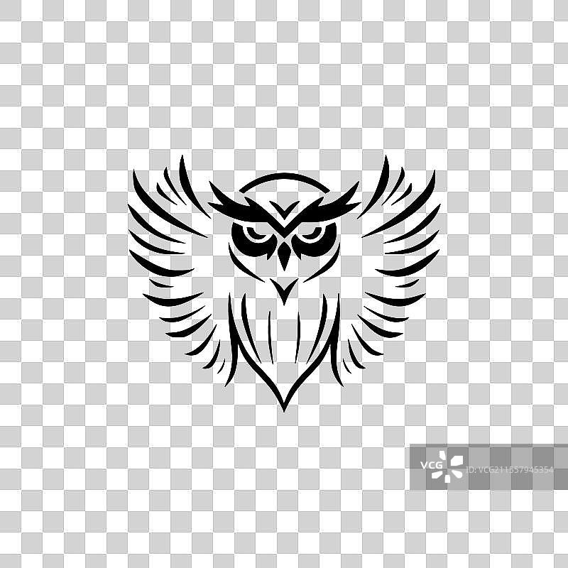 猫头鹰 - 极简风格的平面logo图片素材