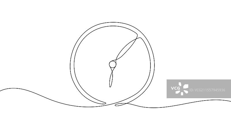 白色背景上的连续一笔画时钟图片素材