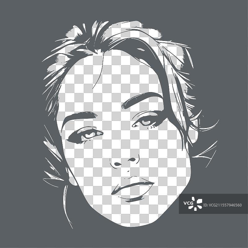 年轻女性正面肖像，低调风格图片素材