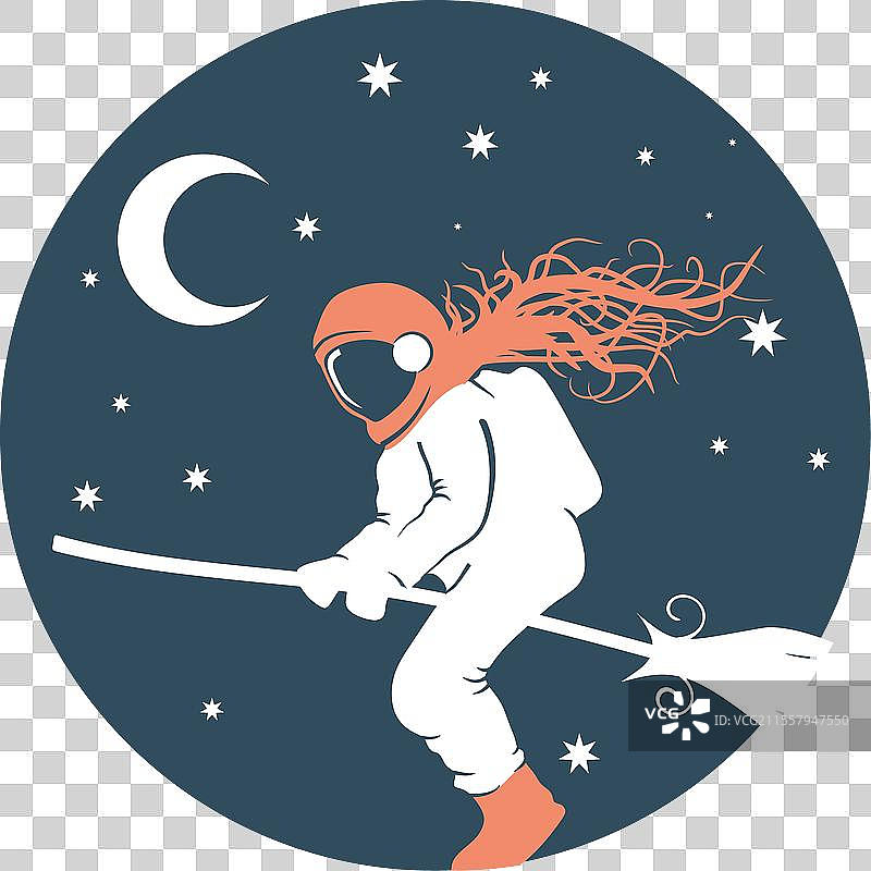 宇航员单色素描，女宇航员在太空中飞行图片素材