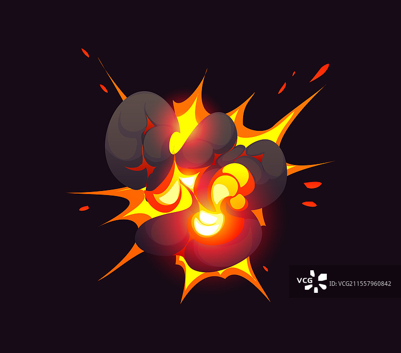 炸弹爆炸效果，火焰云团伴随轰鸣声图片素材