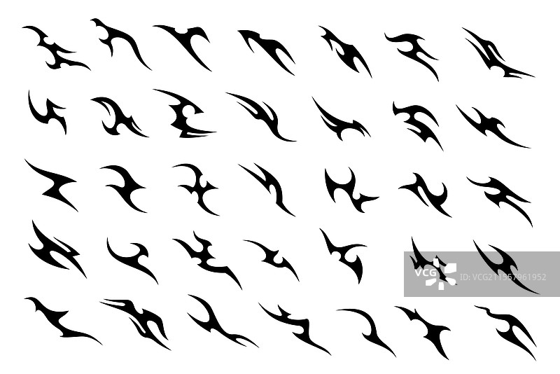 部落风格的Y2K哥特抽象火焰纹身图片素材