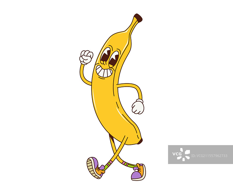 快乐的卡通香蕉水果角色图片素材