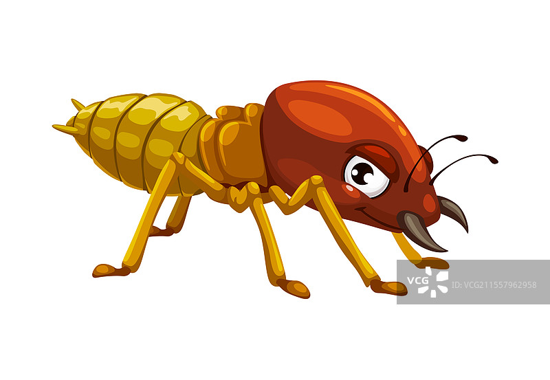 搞笑的卡通白蚁昆虫或害虫角色图片素材