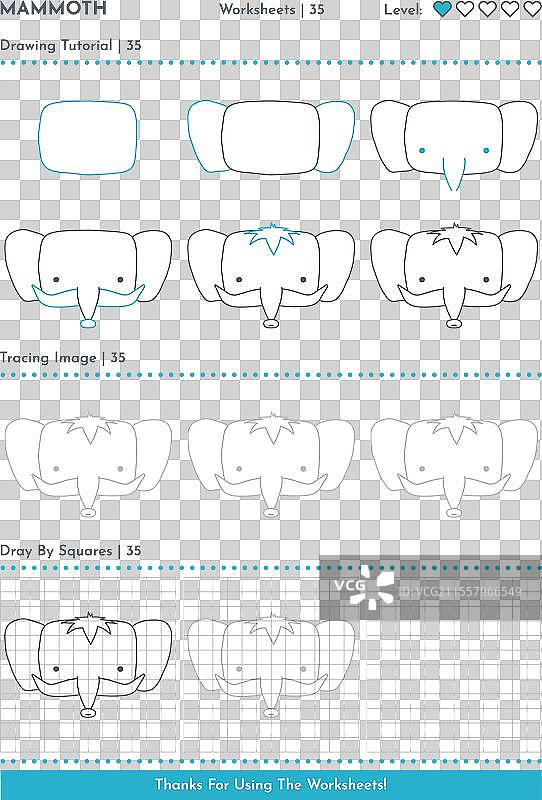 如何画涂鸦风格的猛犸象卡通图案图片素材