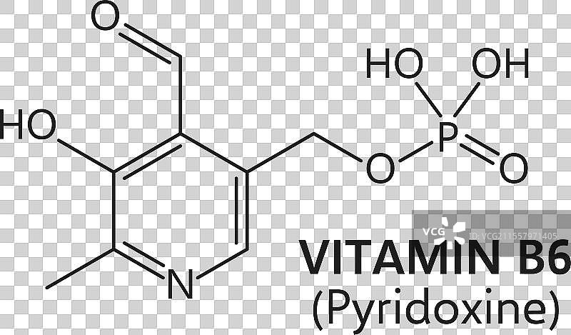 维生素B6的化学结构细线图图片素材