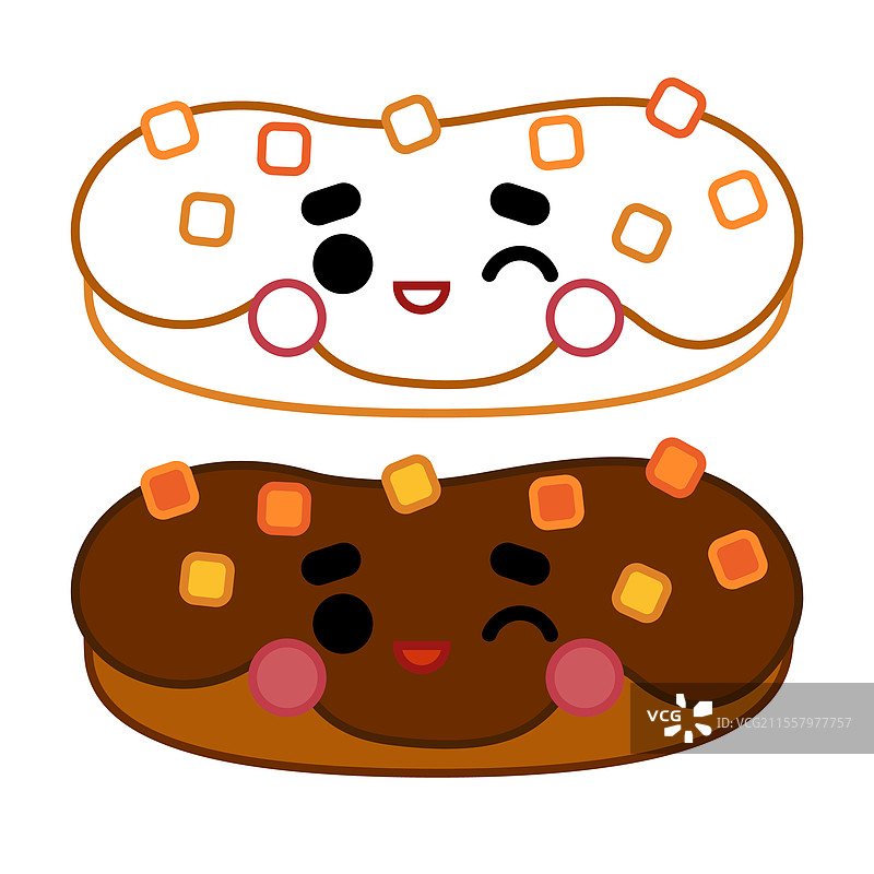 儿童涂色书：可爱的泡芙糕点图片素材