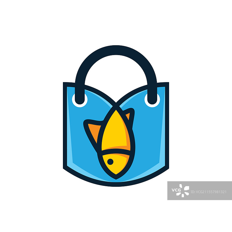 带有黄色鱼的购物袋图片素材