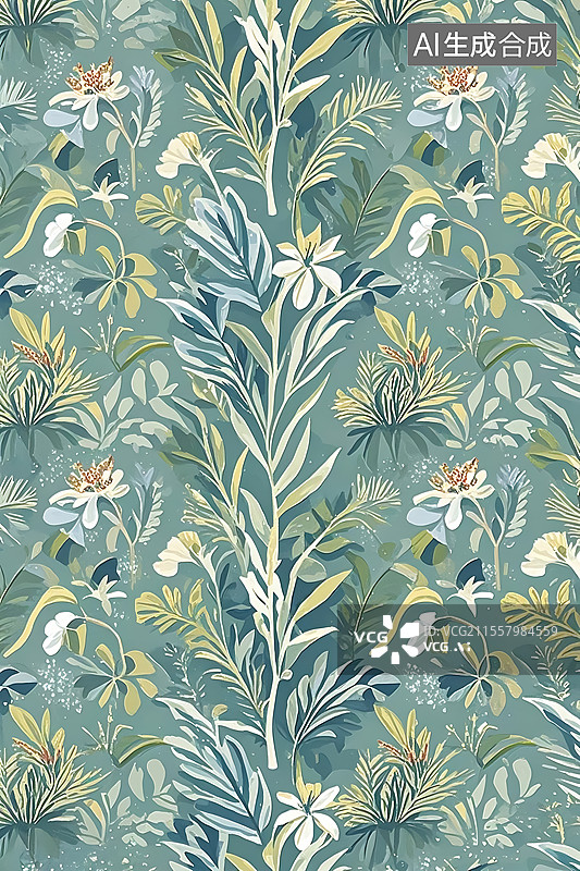 【AI数字艺术】热带雨林动物植物主题印花图案背景插画图片素材