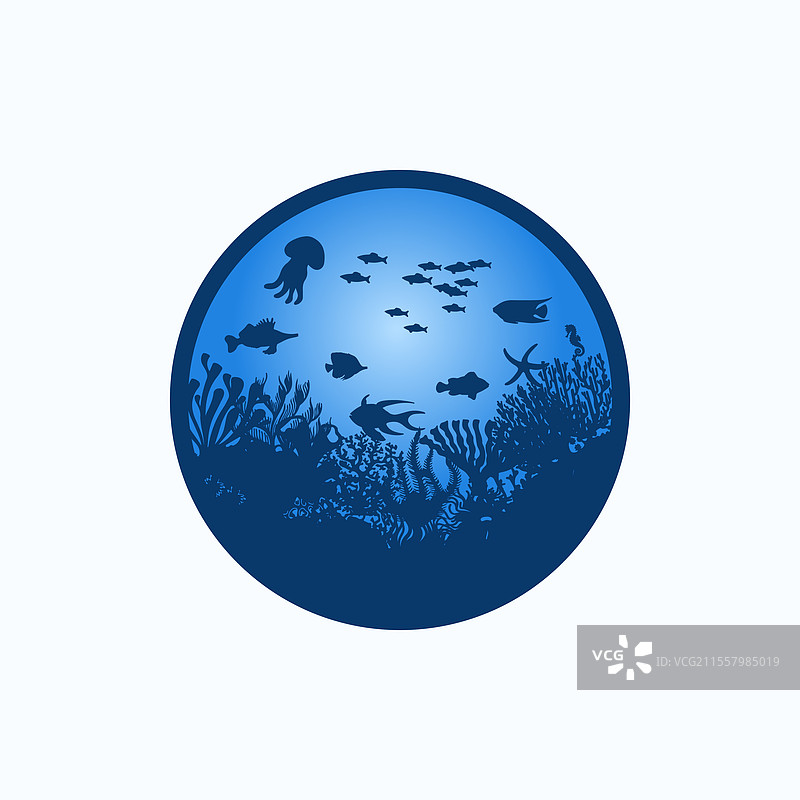 水下场景与各种海洋生物图片素材