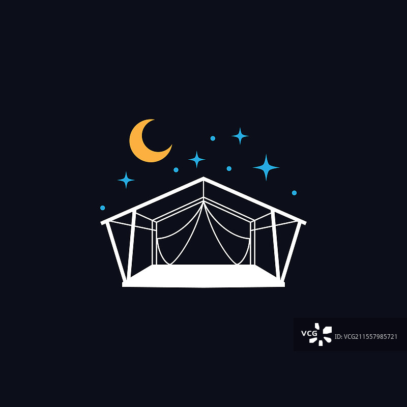 新月和星星下的帐篷图片素材