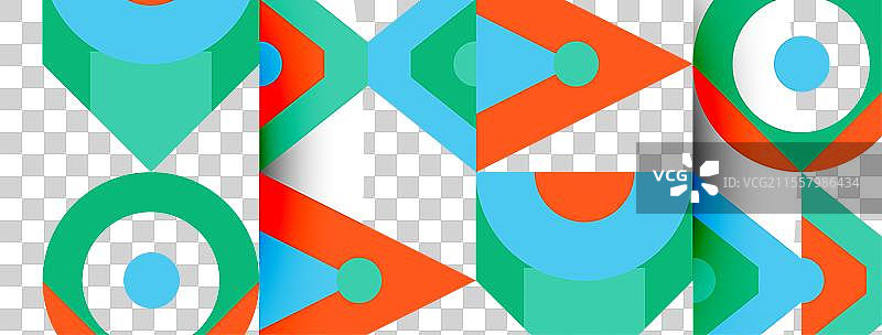 一个色彩斑斓的几何图案，带有箭头和图片素材