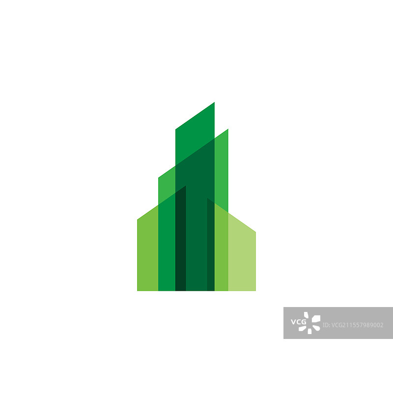 由重叠的绿色构成的建筑图片素材