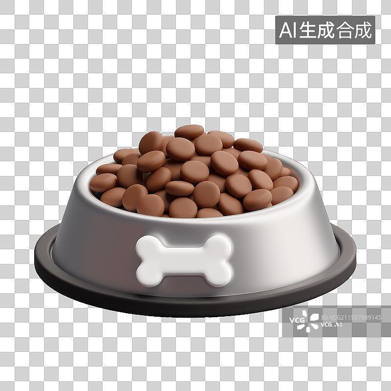 【AI数字艺术】宠物碗里的美味狗粮,3D狗粮素材，宠物图片素材