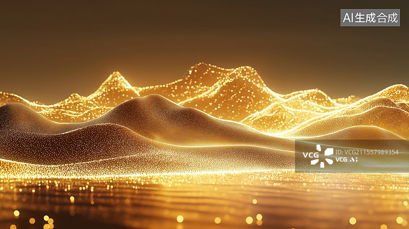【AI数字艺术】金色山脉图片素材