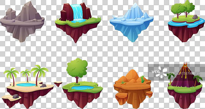 漂浮岛屿卡通游戏设计物品图片素材