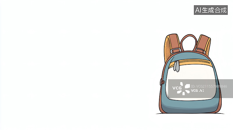 【AI数字艺术】简约风格的背包插画2D卡通右下图片素材