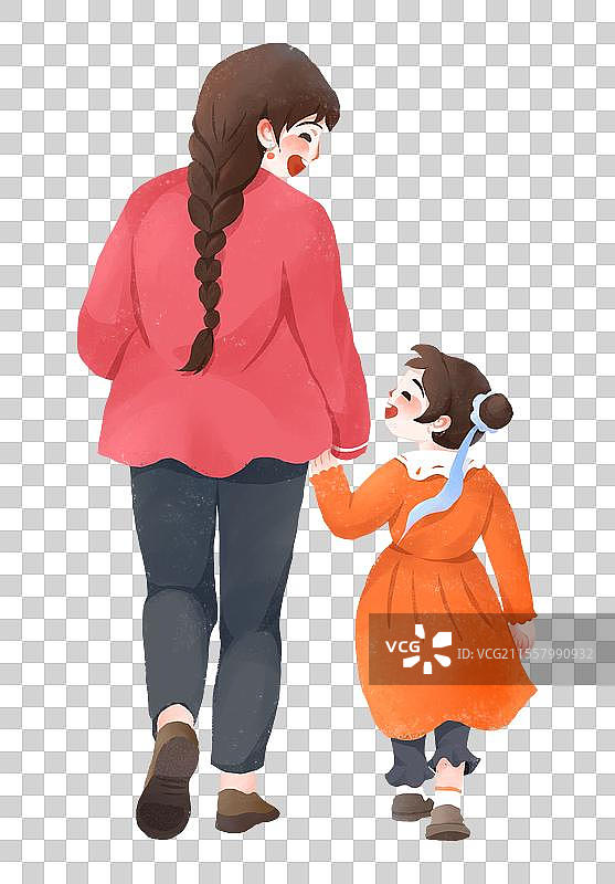 母亲节插画分层文件插画元素母女图片素材