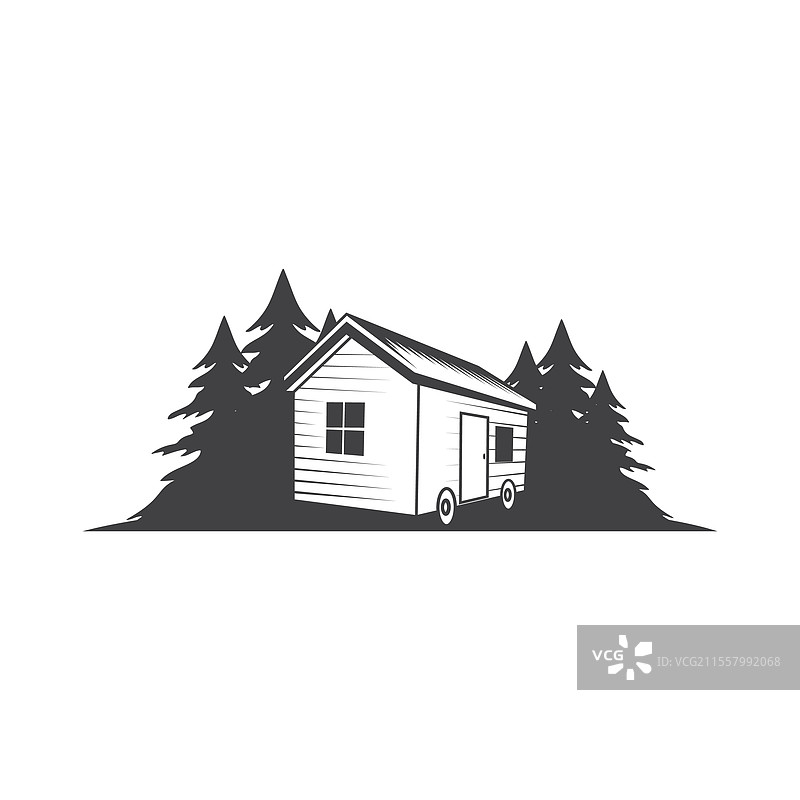 位于轮子上的房子图片素材