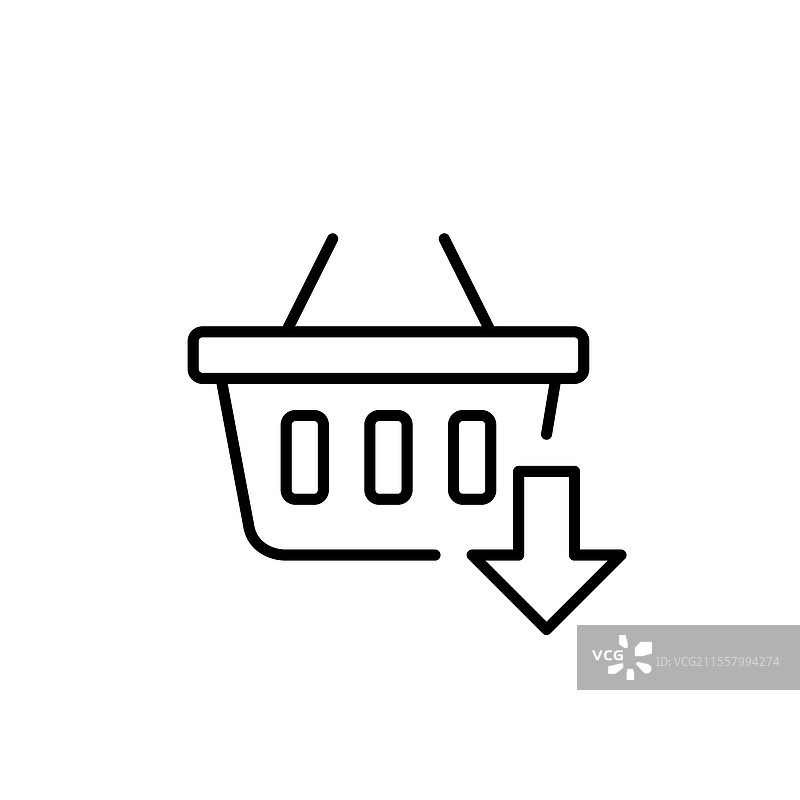 购物篮与向下指的箭头表示节省图片素材