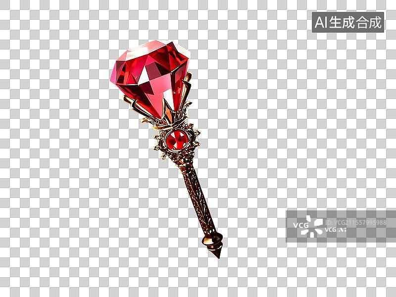 【AI数字艺术】一个金色的宝石权杖3D元素图片素材