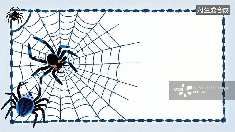 【AI数字艺术】蜘蛛网与蜘蛛插图2D卡通居左图片素材