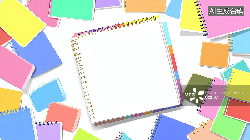 【AI数字艺术】彩色笔记本最大空白记事本2D卡通最大图片素材