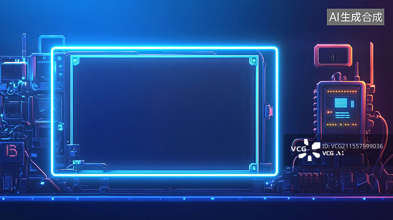 【AI数字艺术】未来科技霓虹屏幕2D卡通最大图片素材