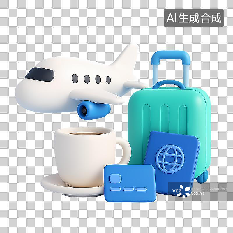 【AI数字艺术】3D旅行出行图标设计图片素材