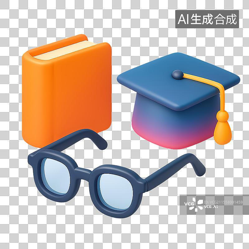【AI数字艺术】3D学业教育与知识图标设计图片素材