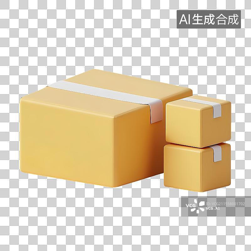 【AI数字艺术】3D纸箱包裹物流图标设计图片素材