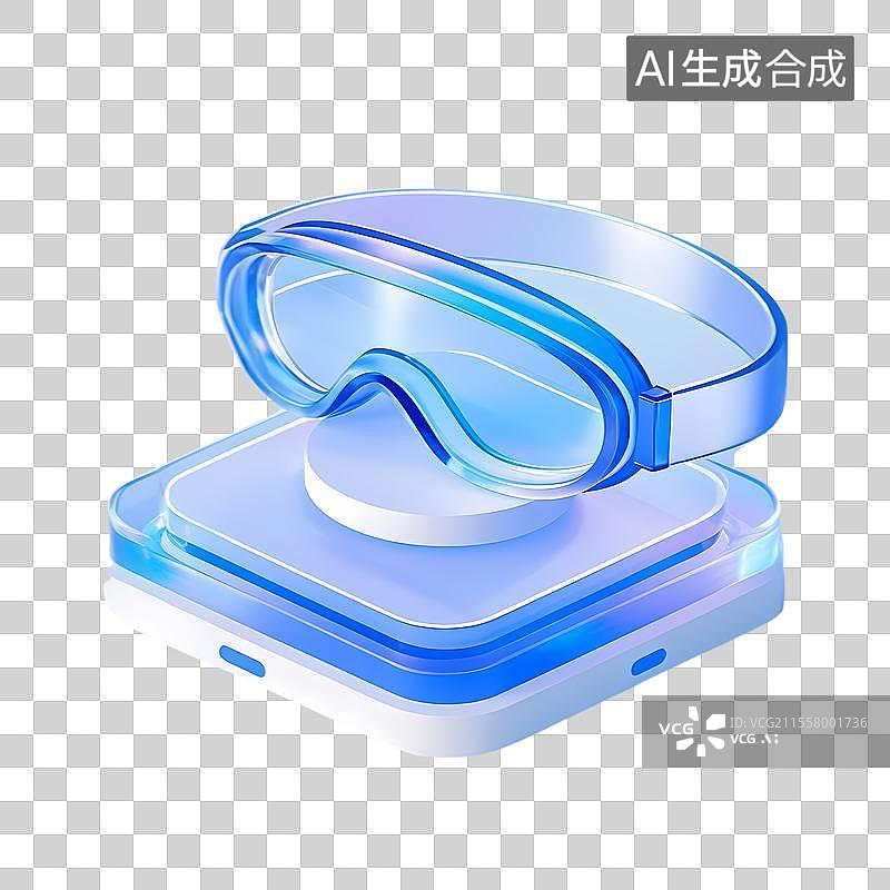 【AI数字艺术】3D虚拟现实与AR智能眼镜图标设计图片素材