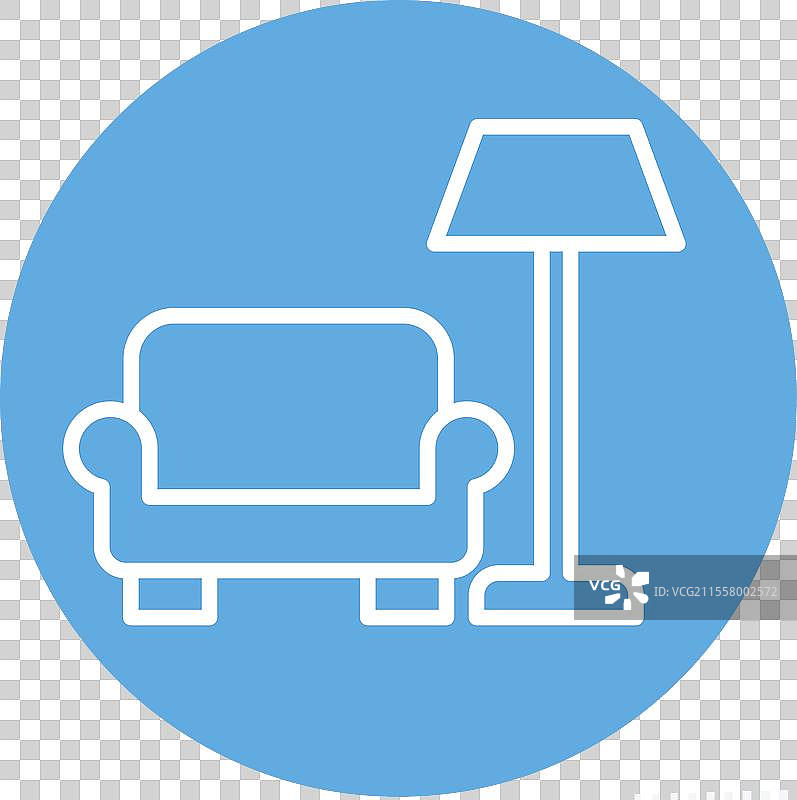 与照片和符号相关的蓝色图标室内设计图片素材