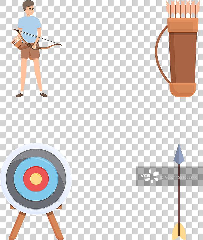 卡通射手的射箭图标集图片素材