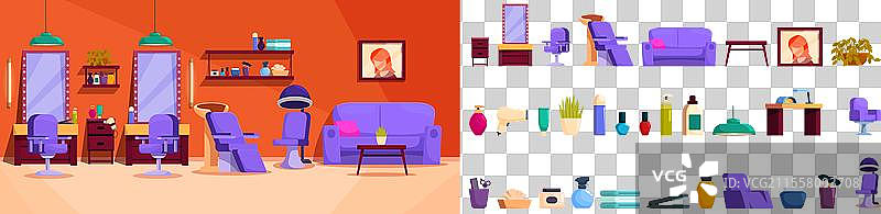 美容院室内图标卡通系列图片素材