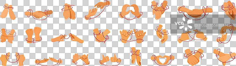 绑着红线的手图标卡通系列图片素材