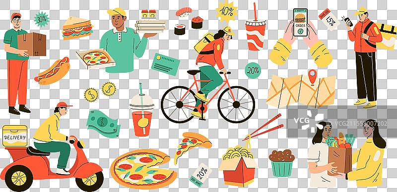 快速外卖午餐配送服务图片素材