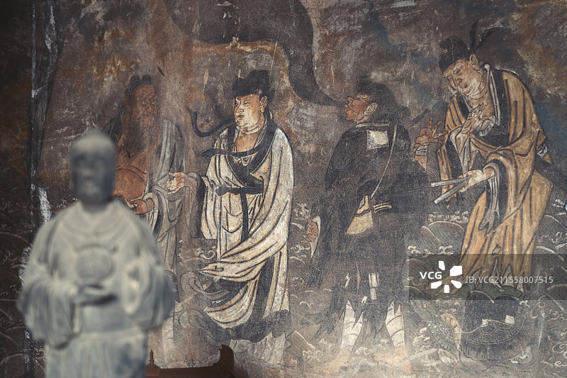 山西太原纯阳宫吕祖殿壁画图片素材