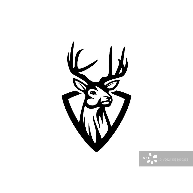 黑白色的鹿头图片素材