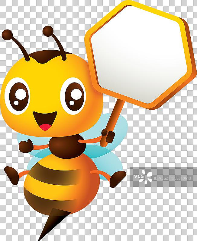 可爱的蜜蜂拿着空白的告示牌图片素材